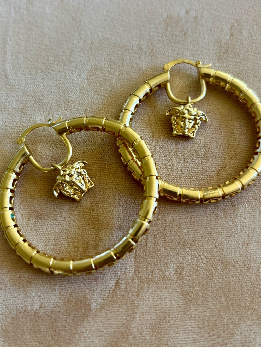 Vintage Versace Gold-Tone Medusa Hoop Earrings - Women Jewelry